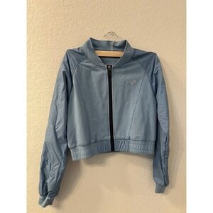 TLF Apparel Athletic Maddox Blue Womens Full Zip Jacket Crop S